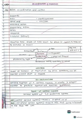 Coordination and Control in Biology Notes PDF: Free Download for GCSE - Types of Neurons and Receptors Explained