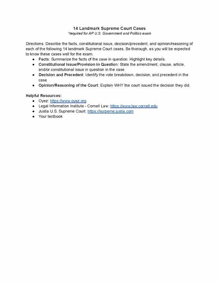 Ap gov court cases sale