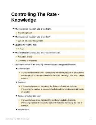 Controlling The Rate - Knowledge