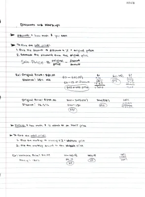 Math 7 | Discounts and Markups Notes