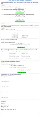 Addition, subtraction, and multiplication of polynomials