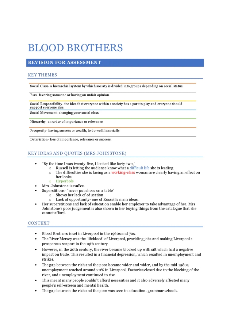 Blood Brothers: Key Themes, Quotes, and Characters