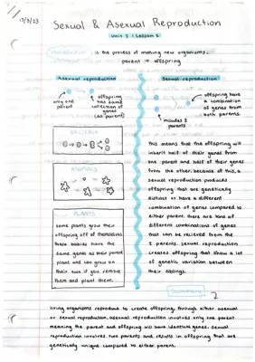 Middle School Science: Sexual vs Asexual Reproduction Notes