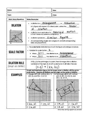 Understanding Dilations: U9L5 Notes and Worksheet