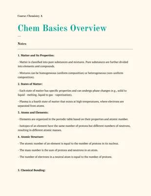 Free Chemistry Course Basics for Beginners: Online PDF and Fun Activities