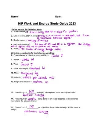 Work and energy study guide