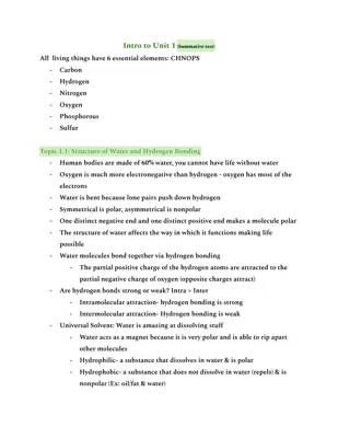 AP Bio Unit 1: Water and Hydrogen Bonding Study Guide with Quizlets and Answer Keys