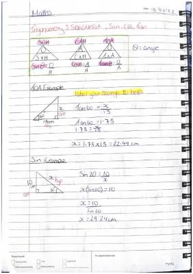 trigonometry: sohcahtoa