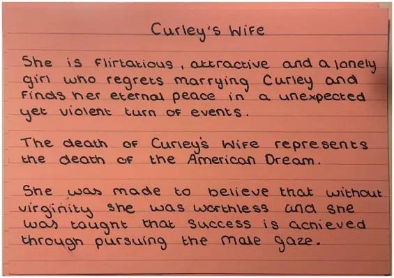 Amazing Of Mice and Men Study Cards: Curley's Wife, George, Lennie, and the American Dream