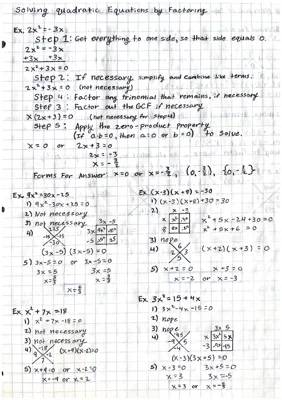 Solving Quadratic Equations by Factoring