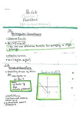 Fun Pre-Calc Chapter 1: Functions, Notes & Tests