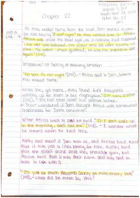 To Kill a Mockingbird Chapter 22-26 Notes & Summaries for English Class