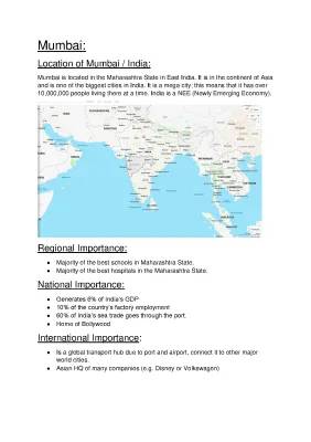 Mumbai Urbanization and Geography Revision - Case Studies and PDF Notes