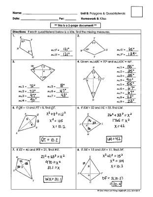 Kite Quadrilateral Solutions for Kids: Fun Worksheets and Answer Keys