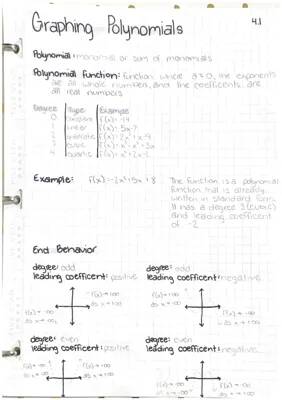 Understanding Polynomial Functions: Degree, Coefficients, and Behavior