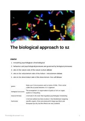 Biological Causes and Explanations of Schizophrenia for Kids - PDF Notes