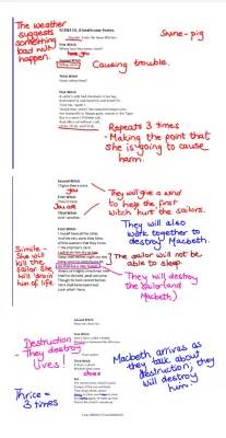 Detailed Annotations and Key Scenes of Macbeth: Acts 1, 3, 4, 5