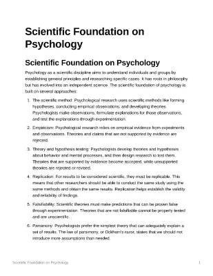 Understanding the Scientific Foundation of Psychology