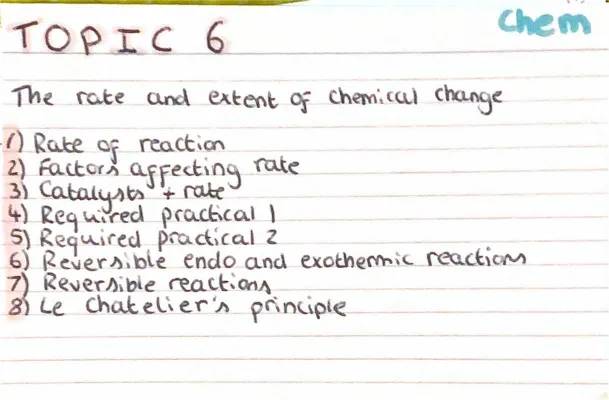 Rate and Extent of Chemical Change Summary Cards PDF GCSE