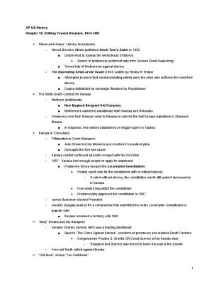 Easy APUSH Chapter 19: Drifting Toward Disunion Notes & Answers