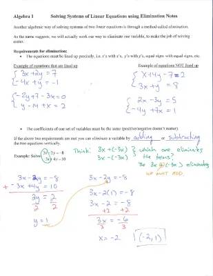 Fun with Elimination Method: Worksheets & Examples for Solving Equations