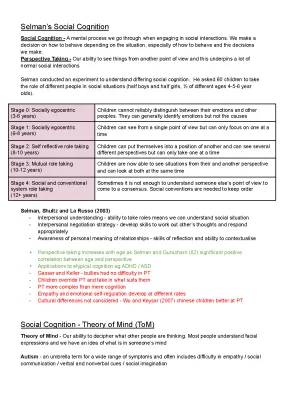 Selman's 5 Stages of Perspective-Taking and Theory of Mind in Autism