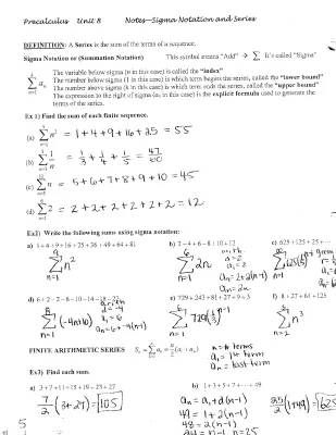 Sigma Notation and Series