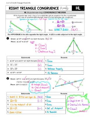 Learn HL Proofs: Right Triangle Congruence & Hypotenuse Leg Worksheets