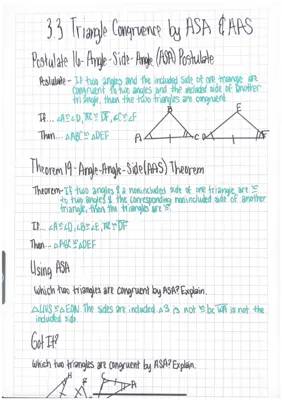 Triangle Congruence: ASA and AAS Theorems Explained with Worksheets and Examples