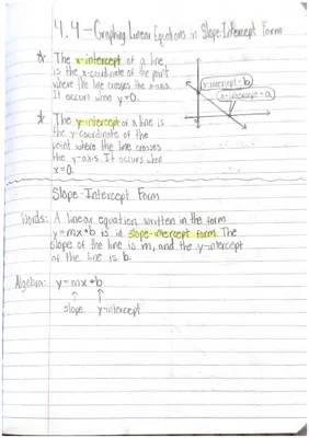 8th Grade Graphing Linear Equations: Slope-Intercept and Standard Form Answers