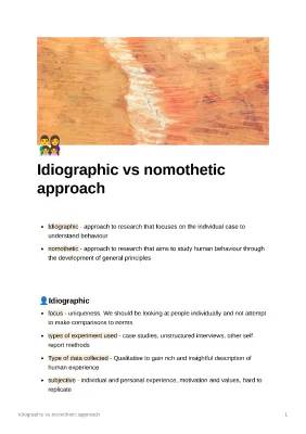 Revision Notes Idiographic vs Nomothetic in Psychology A Level