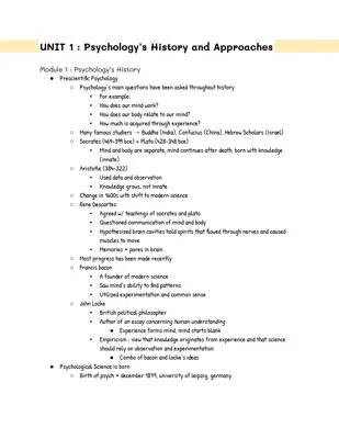 Unit 1: Psychology's History and Approaches