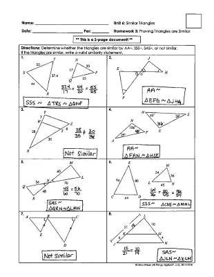 Fun with Proving Similar Triangles: Worksheets and Answers Inside!