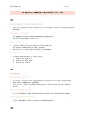 Cognitive Model of Depression and Ellis' ABC Model