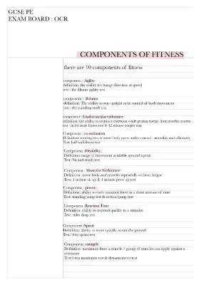 OCR GCSE PE Components of Fitness Guide