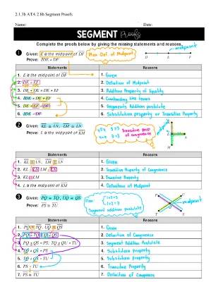 How to Complete Segment Proofs in Geometry - Step by Step, With Angles, and Worksheets with Answers