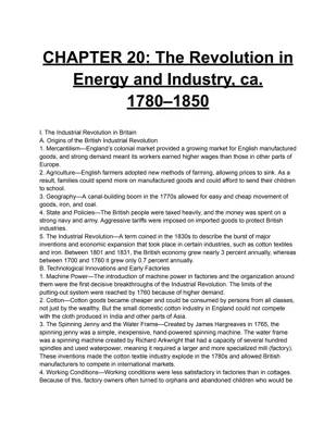  CHAPTER 20: The Revolution in Energy and Industry, ca. 1780–1850