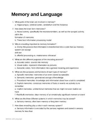 Memory and Language