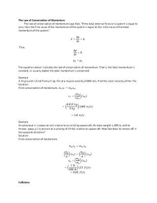 Law of conservation of momentum