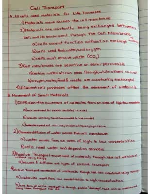 Cell Transport: 7th Grade Advanced Biology Worksheet, PDF, Notes 