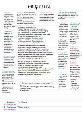 ‘Originally’ Poem by Carol Ann Duffy Annotated - PDF and More