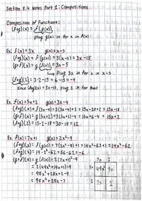 Compositions and Inverse Functions: Examples, Calculations, and Worksheets