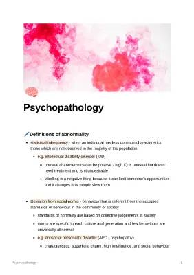 Psychopathology Revision Notes for Students - AQA A Level, PDF Exam Questions & Answers