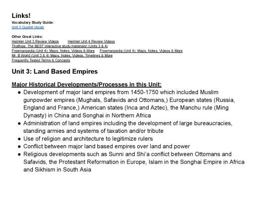 Comprehensive Review of Land-Based Empires 1450-1750: Notes, Maps, and Quizlets