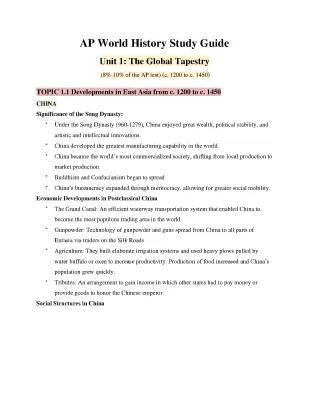 AP World History: Global Tapestry & East Asia 1200-1450 Study Guide