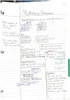 Multiplying polynomials Cornell notes