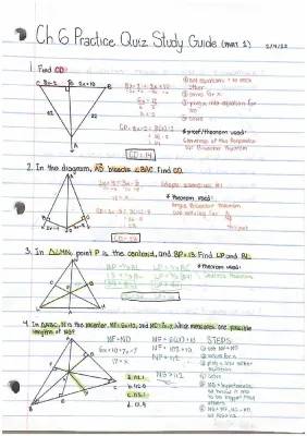 Chapter 6 Triangles and Theorems Practice Quiz with Answers