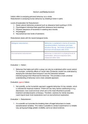 Understanding Levels of Explanation in Psychology - A Discussion on Reductionism