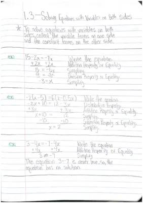 Solving Equations with Variables on Both Sides Worksheet PDF for 8th Grade - Answer Key & Examples