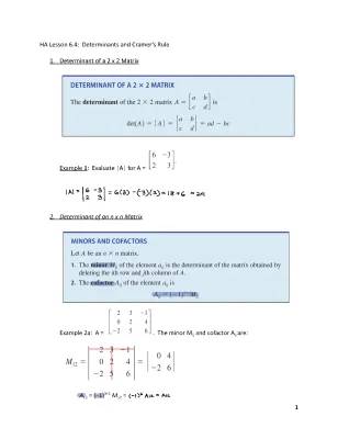 Determinant and Cramer’s Rule